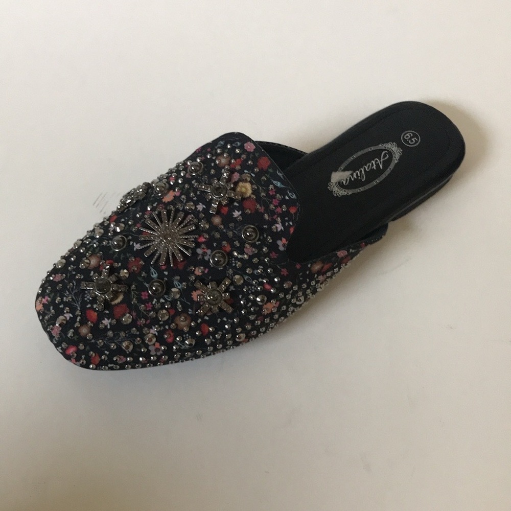 ATALlNA Low Heel slip on mules multicolored with embellishments 6.5 - Picture 2 of 3